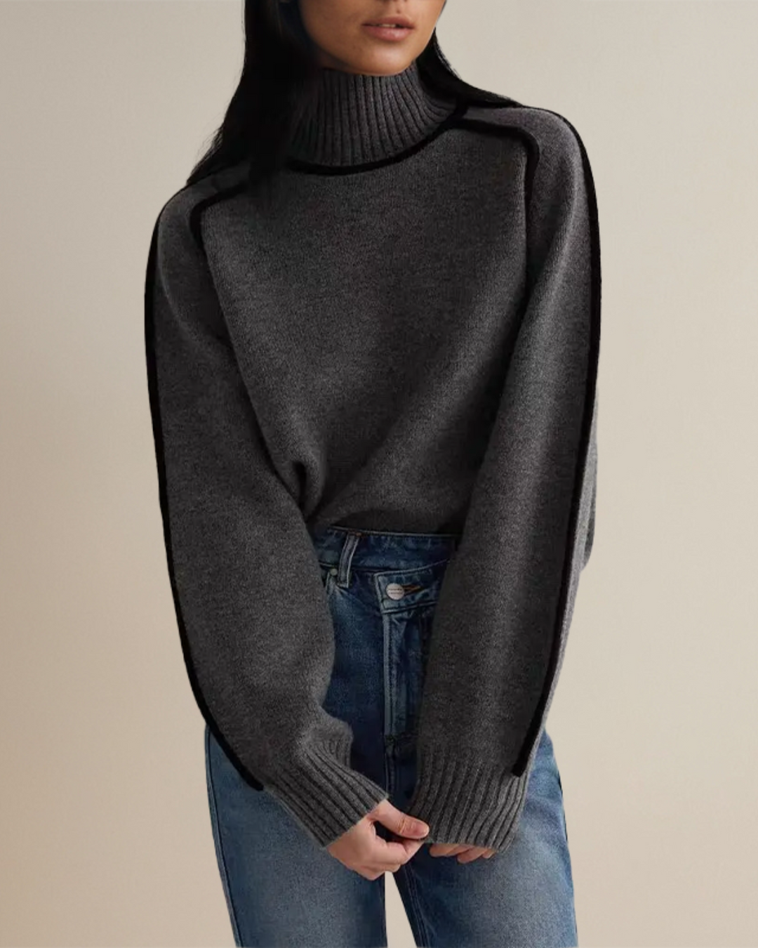 Agnès Paris | Pull Col Roulé Bordé Contrasté Aveline