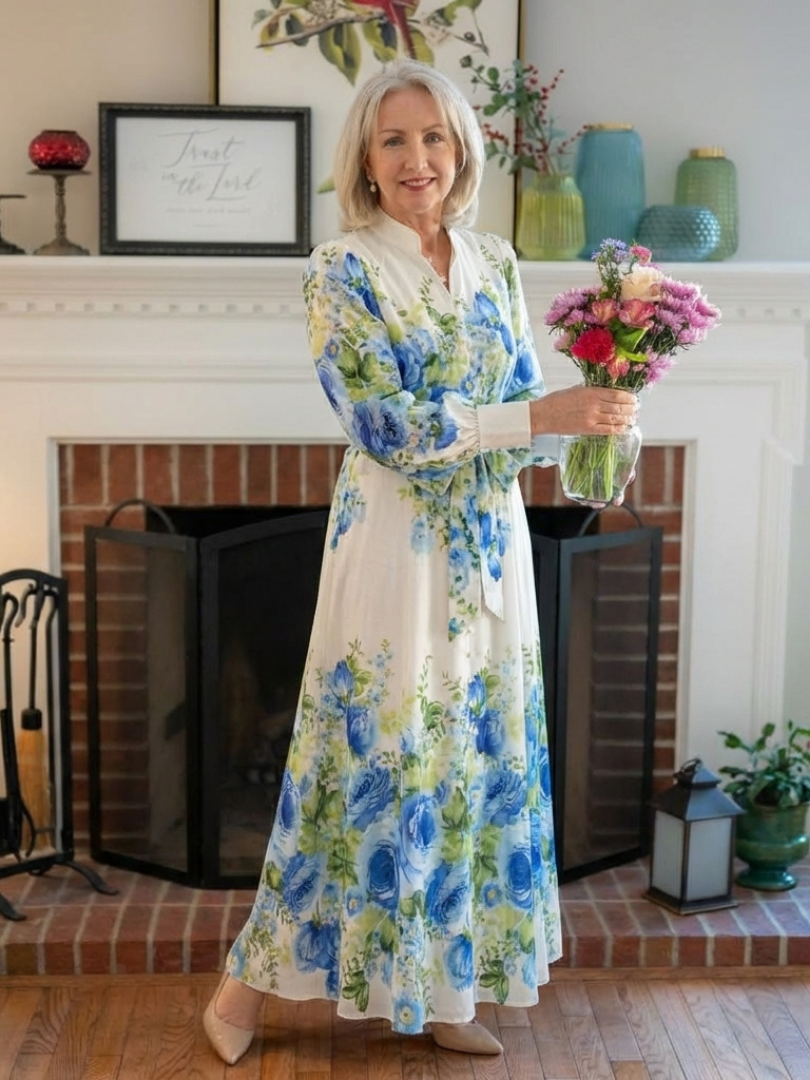 Agnès Paris | Robe Maxi à Manches Longues à Fleurs Nora