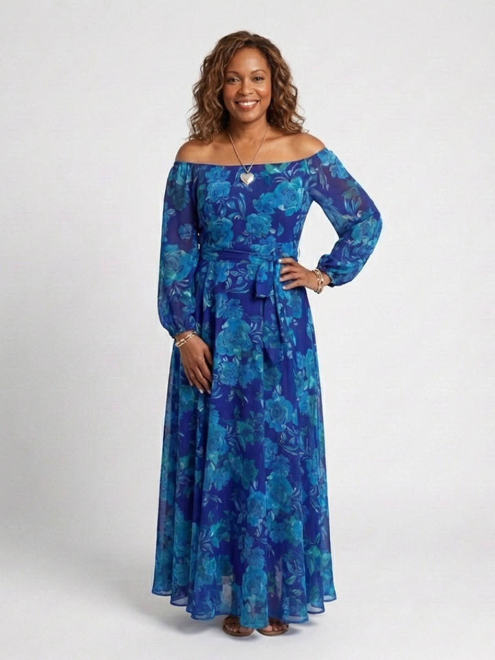 Agnès Paris | Robe Maxi Fleurie à Épaules Dégagées Aspen