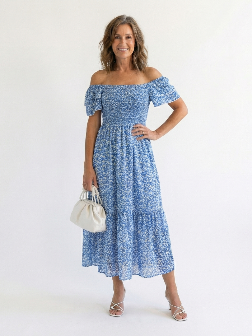 Agnès Paris | Robe Midi Florale à Épaules Nues Odette
