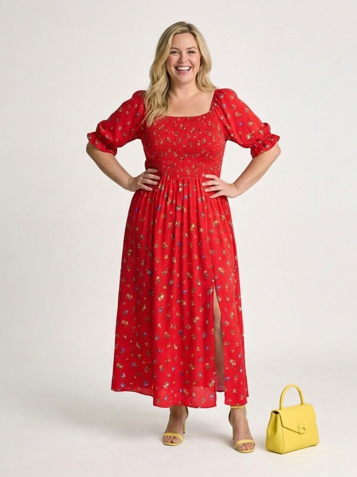 Agnès Paris | Robe Midi à Manches Bouffantes Delphine