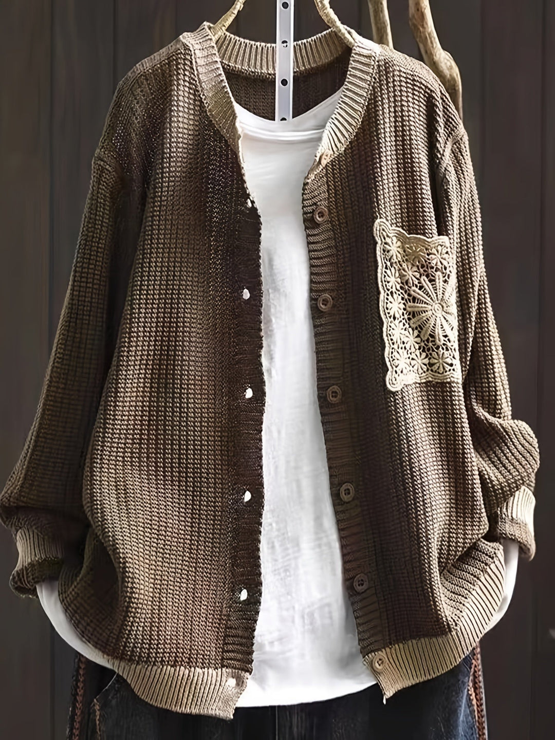 Agnès Paris | Cardigan Long Poche Dentelle Claire