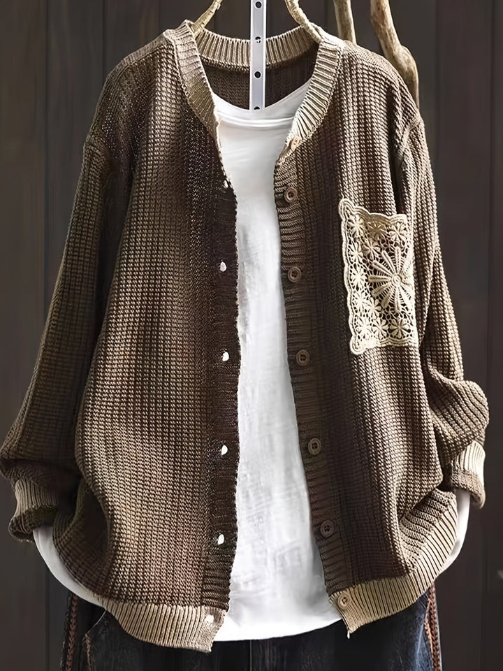 Agnès Paris | Cardigan Long Poche Dentelle Claire