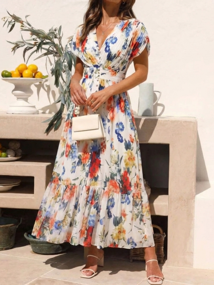 Agnès Paris | Robe Midi Fleurie Plissée Savannah