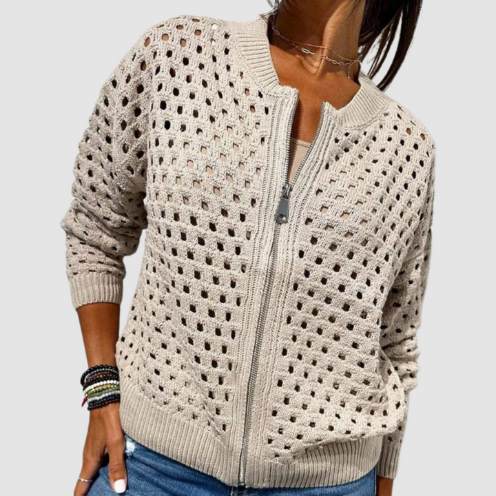 Agnès Paris | Veste Zippée en Maille Ajourée Charlotte