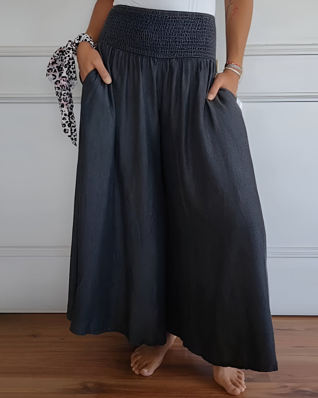 Agnès Paris | Pantalon large pour femme avec taille smockée