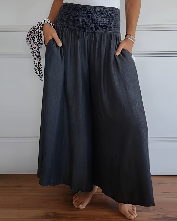 Agnès Paris | Pantalon large pour femme avec taille smockée
