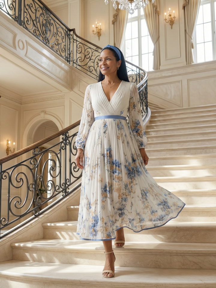 Agnès Paris | Robe Midi Plissée à Enveloppe Rielle