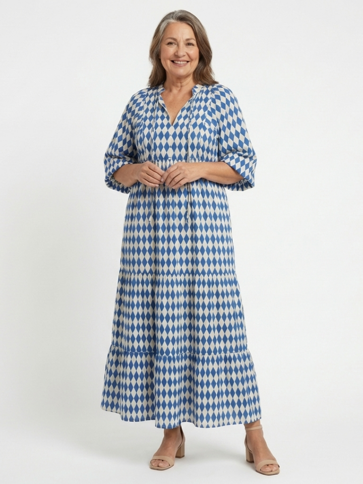Agnès Paris | Robe Midi à Imprimé Diamant Elodie