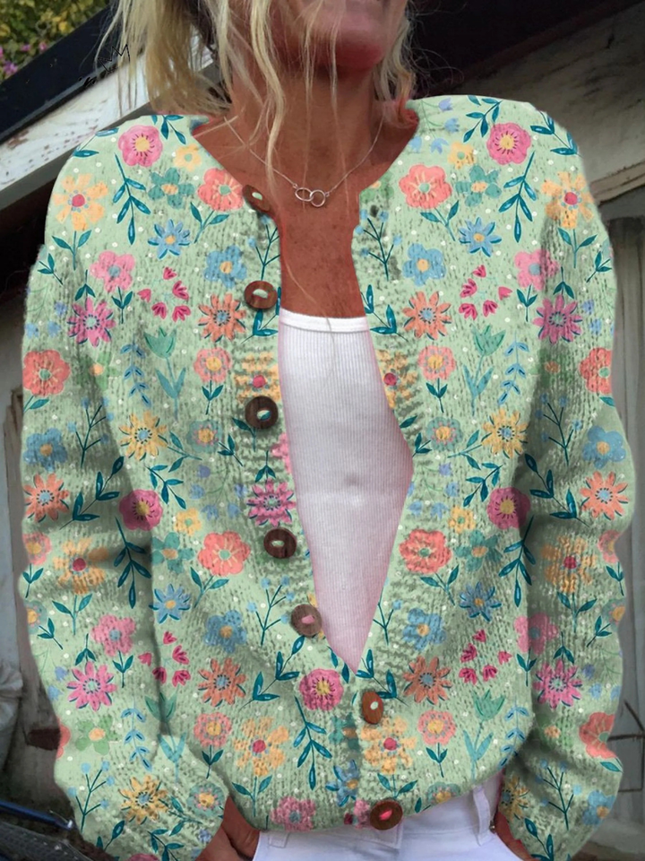 Agnès Paris | Cardigan Vert Fleuri Christine