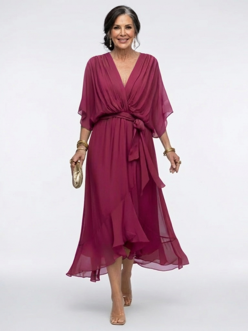 Agnès Paris | Robe Midi Drapée à Encolure Elysia