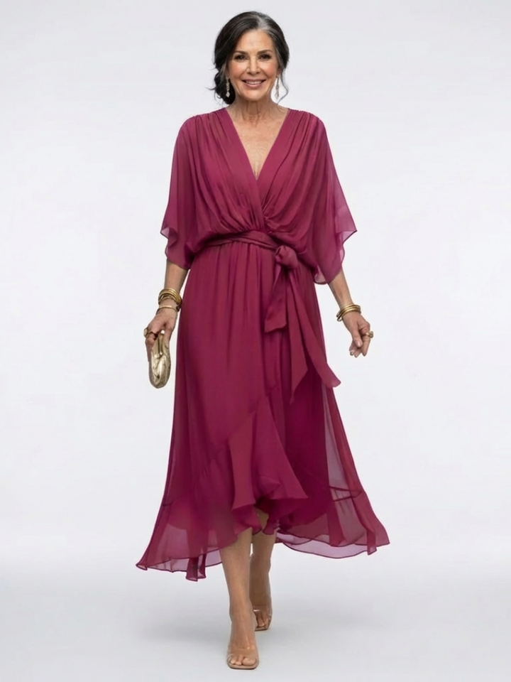 Agnès Paris | Robe Midi Drapée à Encolure Elysia