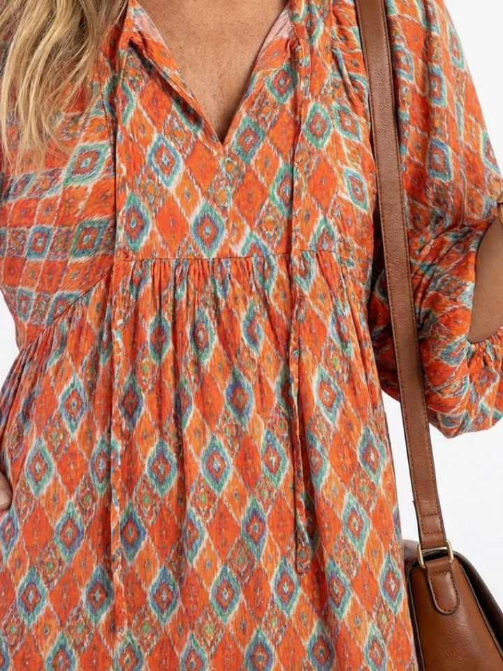 Agnès Paris | Robe Midi Géométrique à Volants Chloé