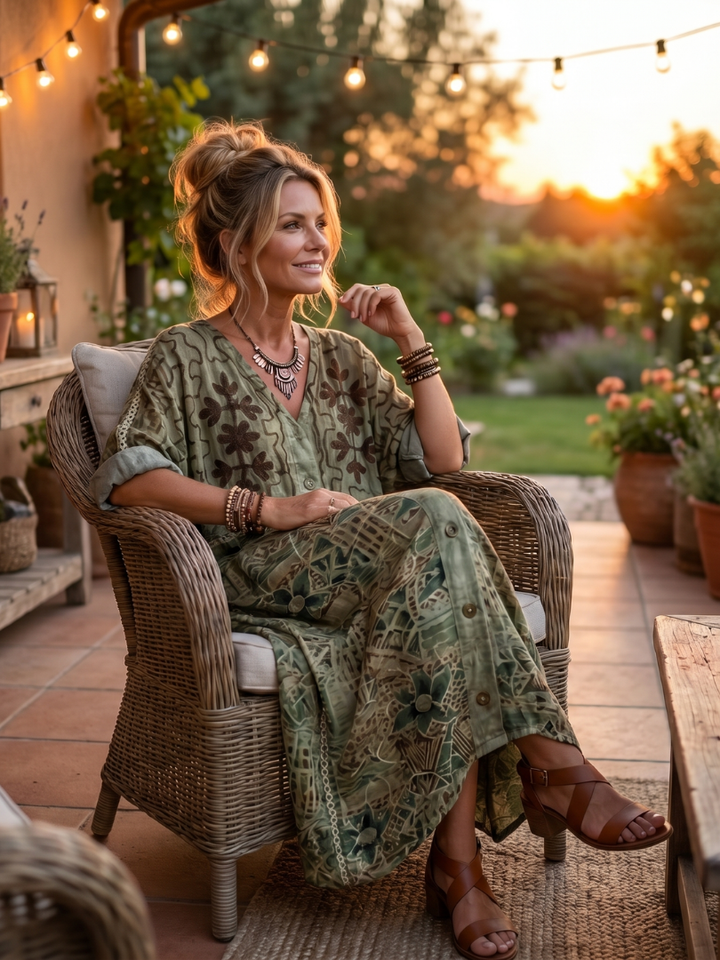 Agnès Paris | Robe Midi Brodée Boutonnée Monique