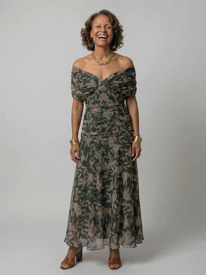 Agnès Paris | Robe Midi Décontractée à Épaules Dénudées Calen