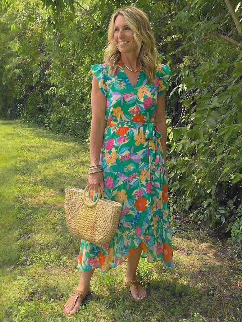 Agnès Paris | Robe Midi Évasée à Imprimé Floral Lila