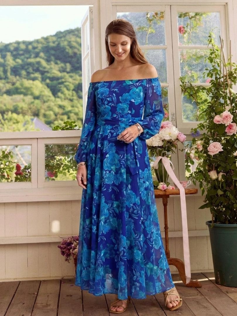 Agnès Paris | Robe Maxi Fleurie à Épaules Dégagées Aspen