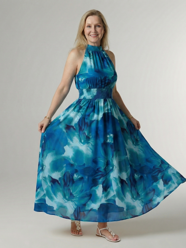 Agnès Paris | Robe Midi à Encolure Halter Froncée Sylin