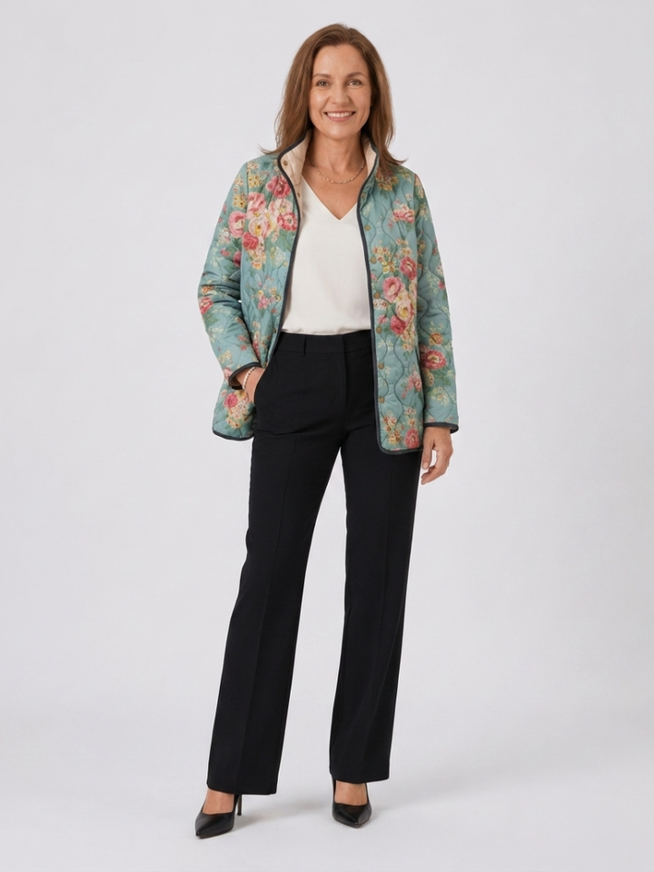 Agnès Paris | Veste Matelassée Roses Céladon Mathilde