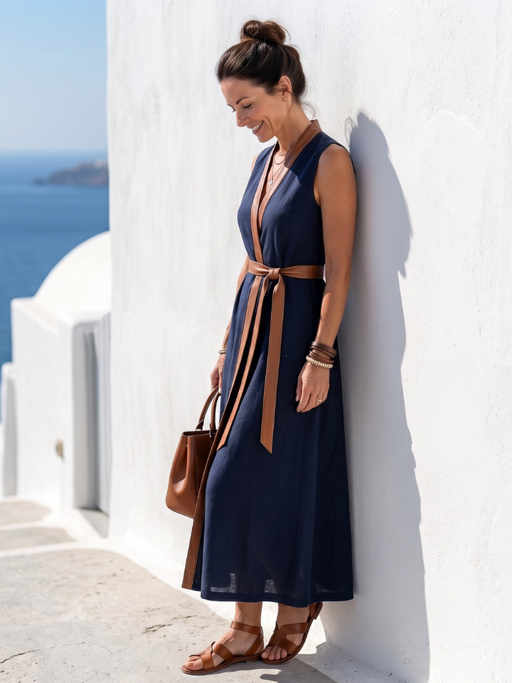 Agnès Paris | Robe Midi à Lignes Contrastées Myra