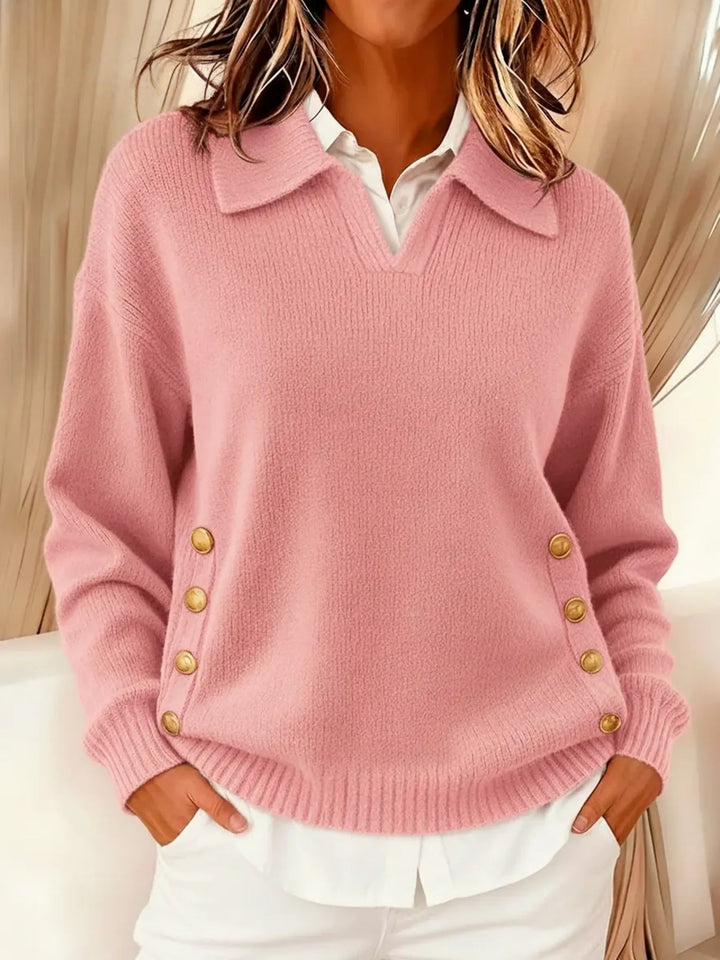Agnès Paris | Pull Col Polo Boutons Dorés Aveline