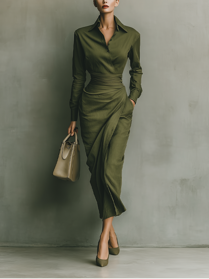 Agnès Paris | ROBE PORTEFEUILLE SATINÉE AVEC CEINTURE