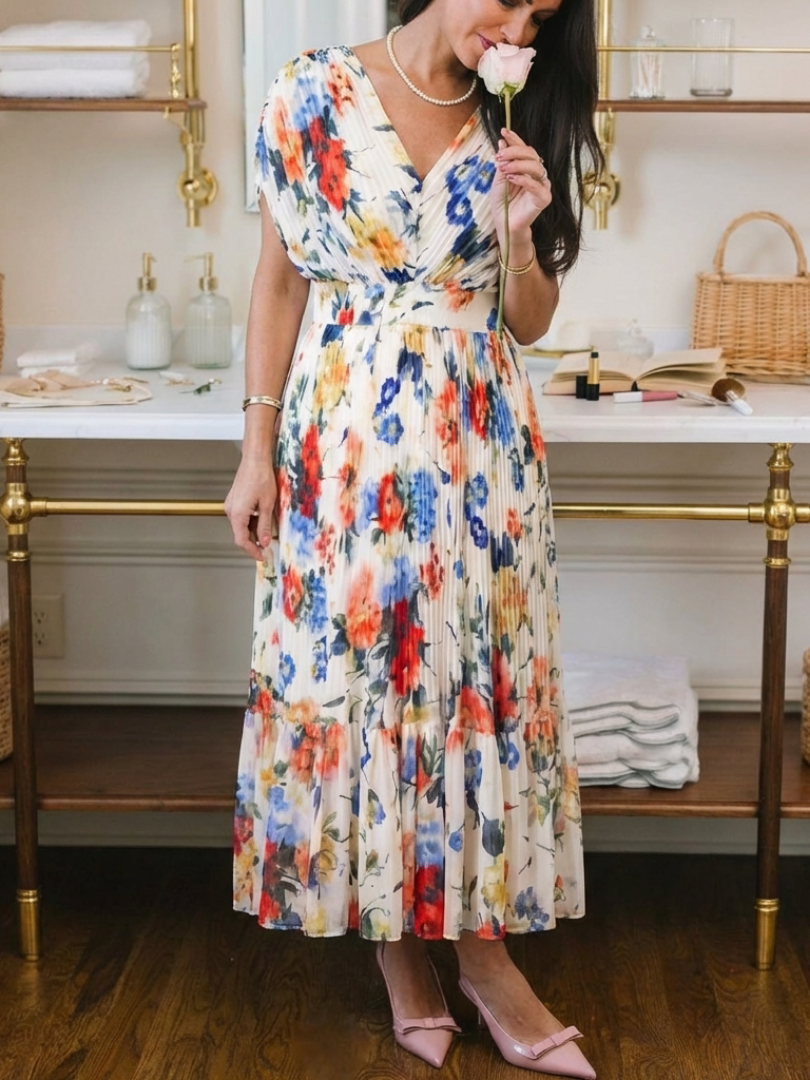 Agnès Paris | Robe Midi Fleurie Plissée Savannah