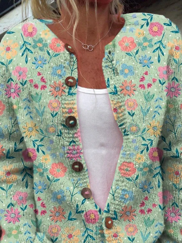 Agnès Paris | Cardigan Vert Fleuri Christine