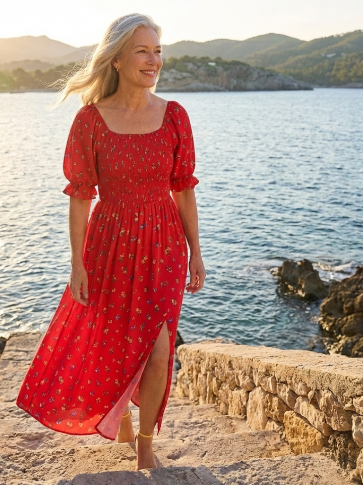 Agnès Paris | Robe Midi à Manches Bouffantes Delphine