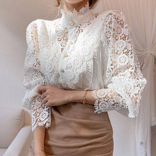 Agnès Paris | Chemise à manches longues avec dentelle et détails Tove