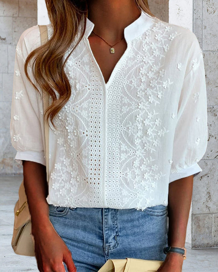 Agnès Paris | Blouse Blanche Élégante avec Manches Bouffantes Ella