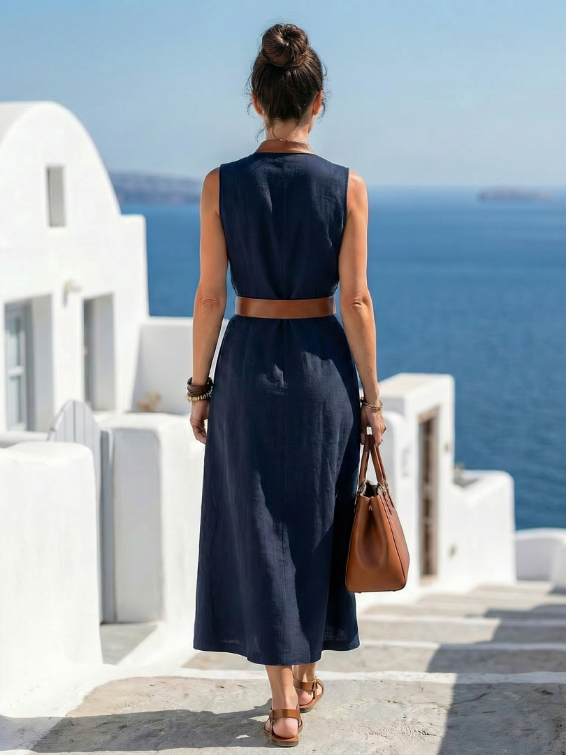 Agnès Paris | Robe Midi à Lignes Contrastées Myra