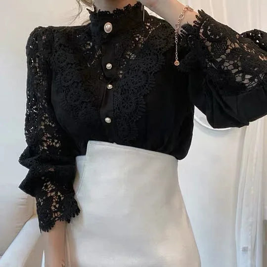 Agnès Paris | Chemise à manches longues avec dentelle et détails Tove