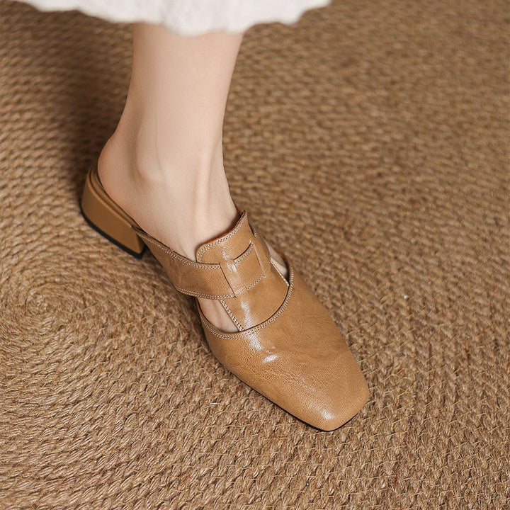 Agnès Paris | Mules à Bout Carré en Cuir Fabienne