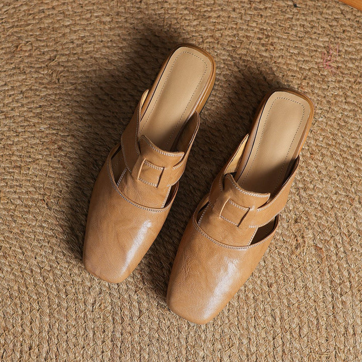 Agnès Paris | Mules à Bout Carré en Cuir Fabienne