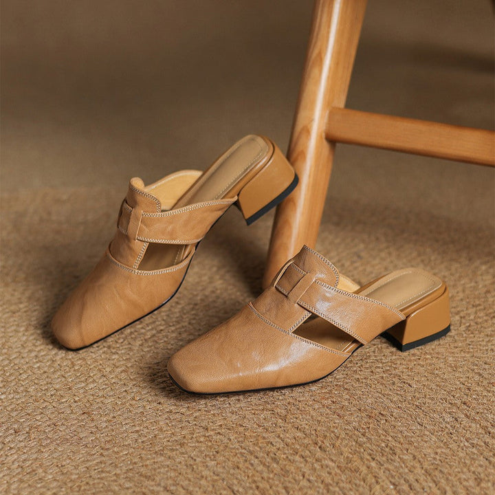 Agnès Paris | Mules à Bout Carré en Cuir Fabienne