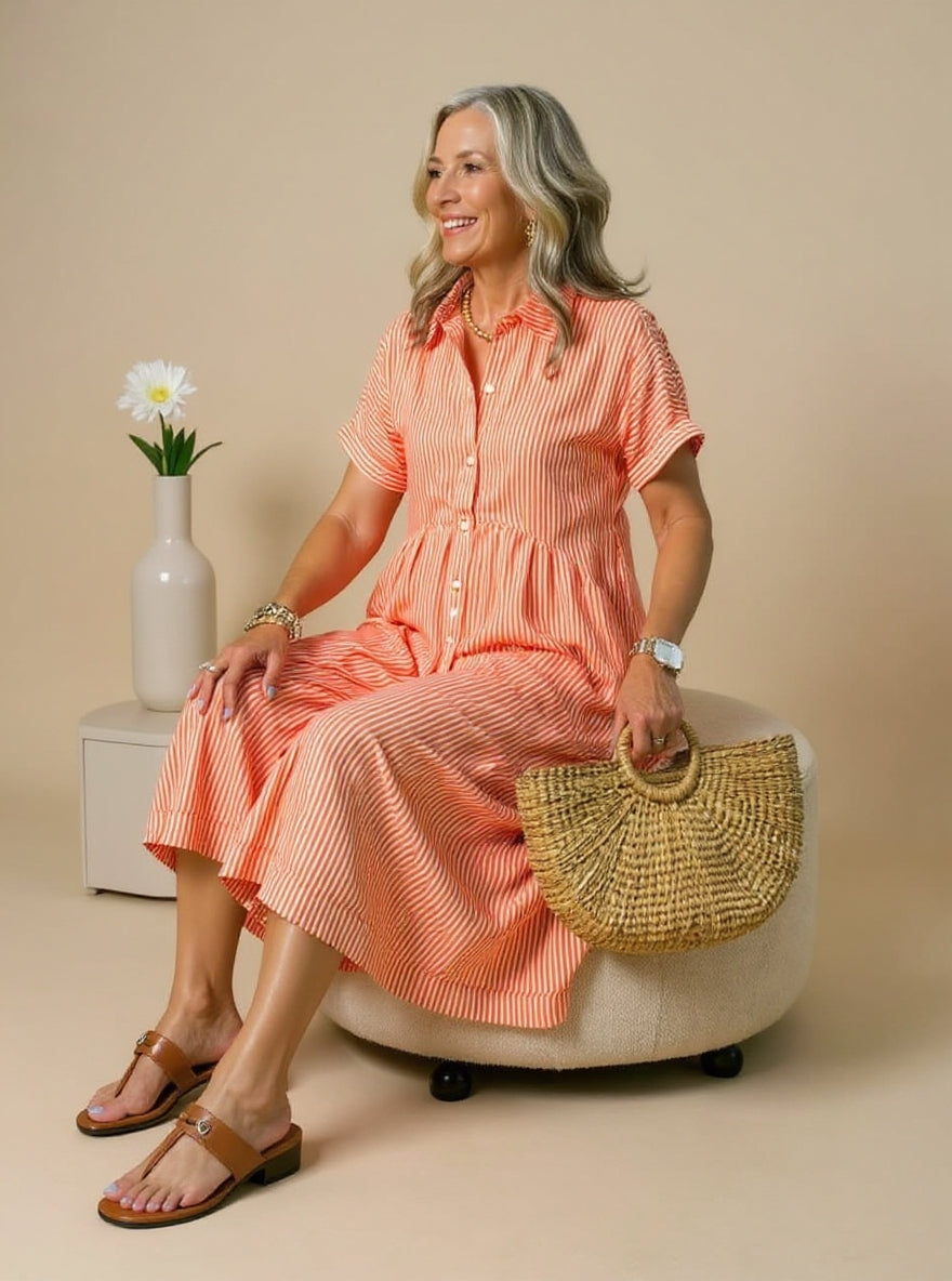 Agnès Paris | Robe Rayée Élégante Claire