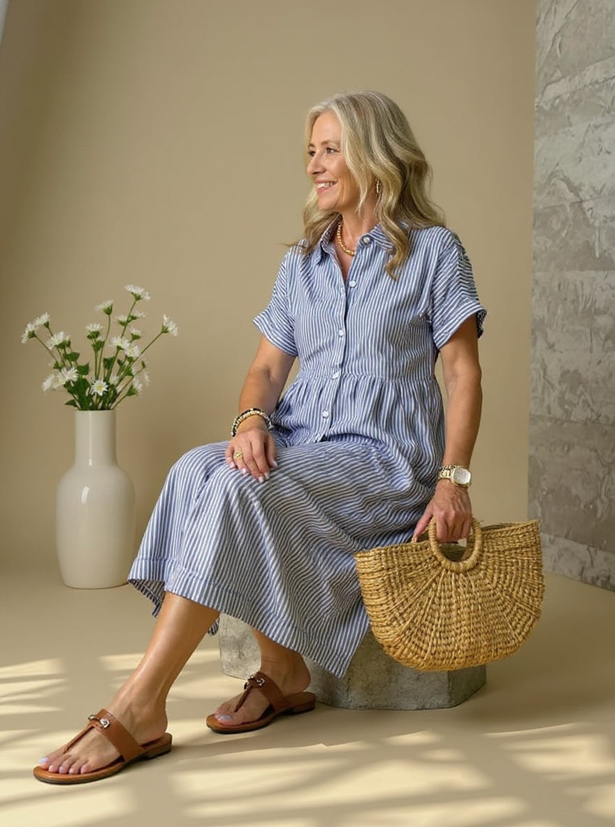 Agnès Paris | Robe Rayée Élégante Claire