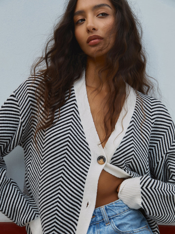 Agnès Paris | Cardigan Chevrons Contrastés Michèle
