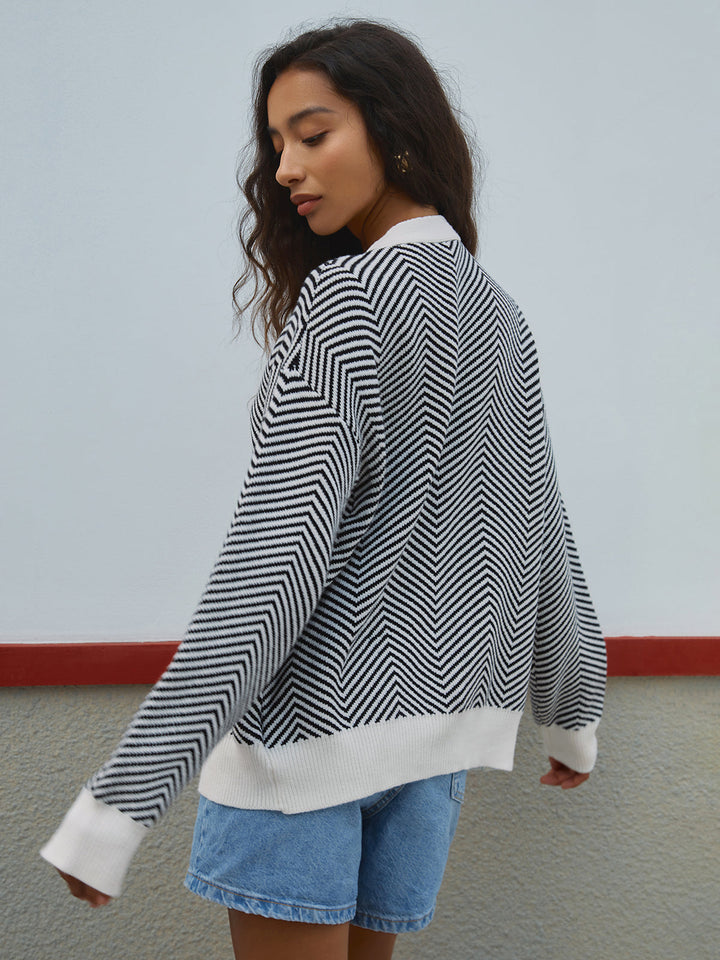 Agnès Paris | Cardigan Chevrons Contrastés Michèle