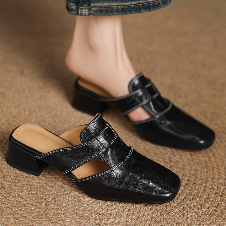 Agnès Paris | Mules à Bout Carré en Cuir Fabienne