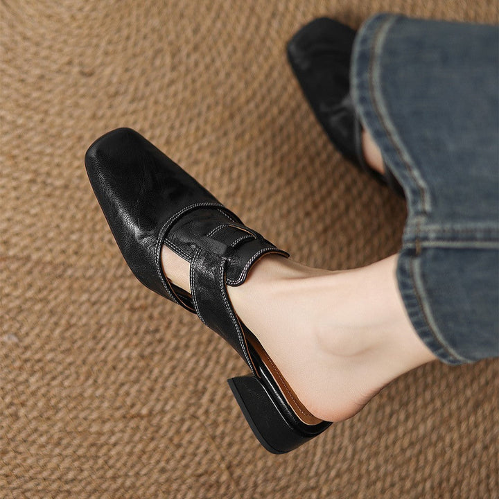 Agnès Paris | Mules à Bout Carré en Cuir Fabienne