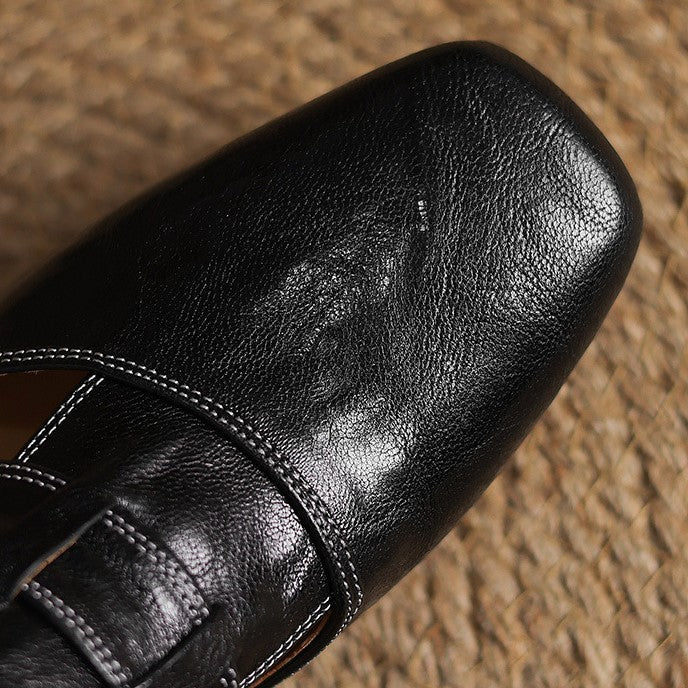 Agnès Paris | Mules à Bout Carré en Cuir Fabienne