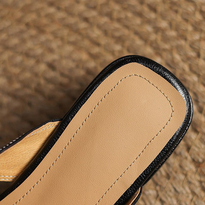 Agnès Paris | Mules à Bout Carré en Cuir Fabienne