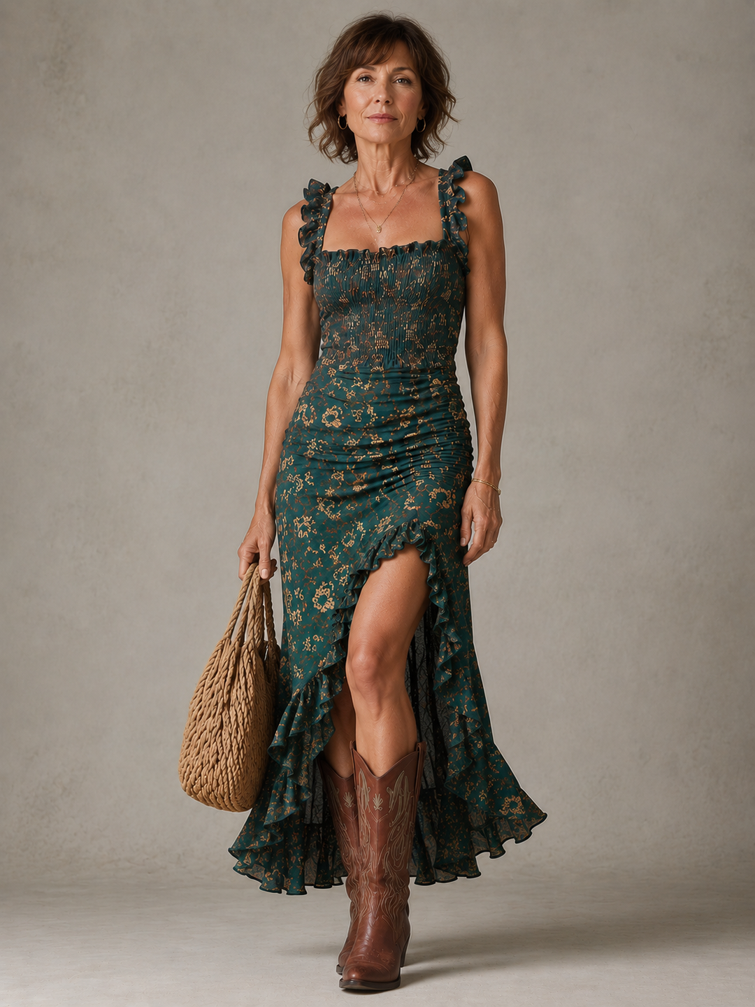 Agnès Paris | Robe Élégante Fendue Bohème Jade