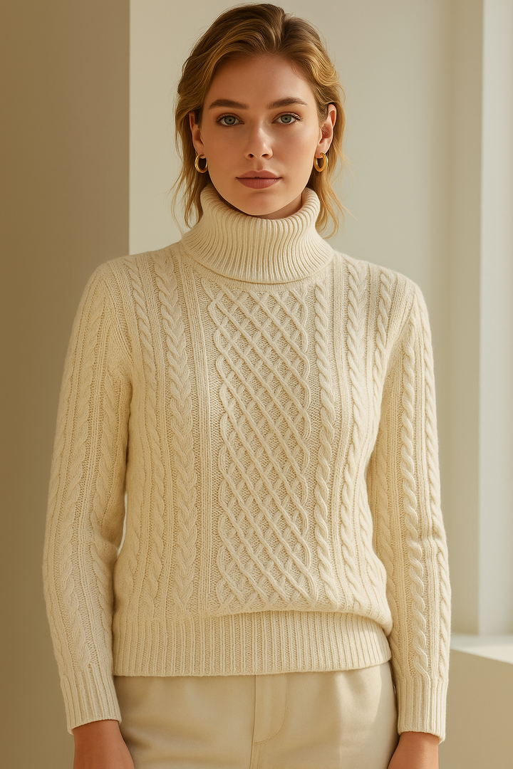 Agnès Paris | PULL TORSADÉ À COL ROULÉ EN MAILLE DOUCE