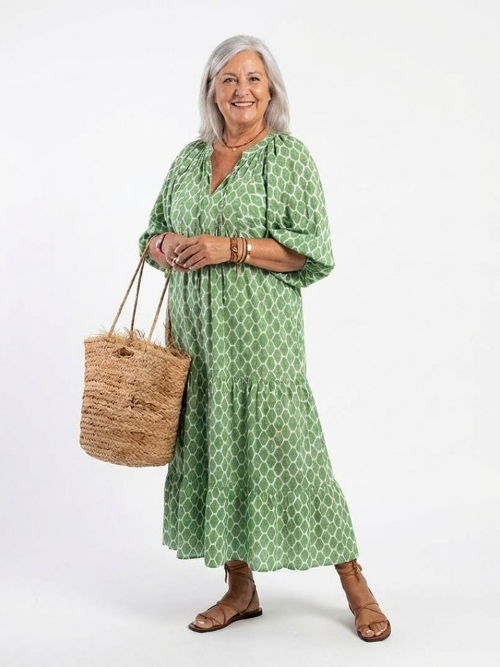 Agnès Paris | Robe midi à manches trois quarts Apolline