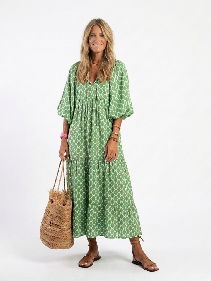 Agnès Paris | Robe midi à manches trois quarts Apolline