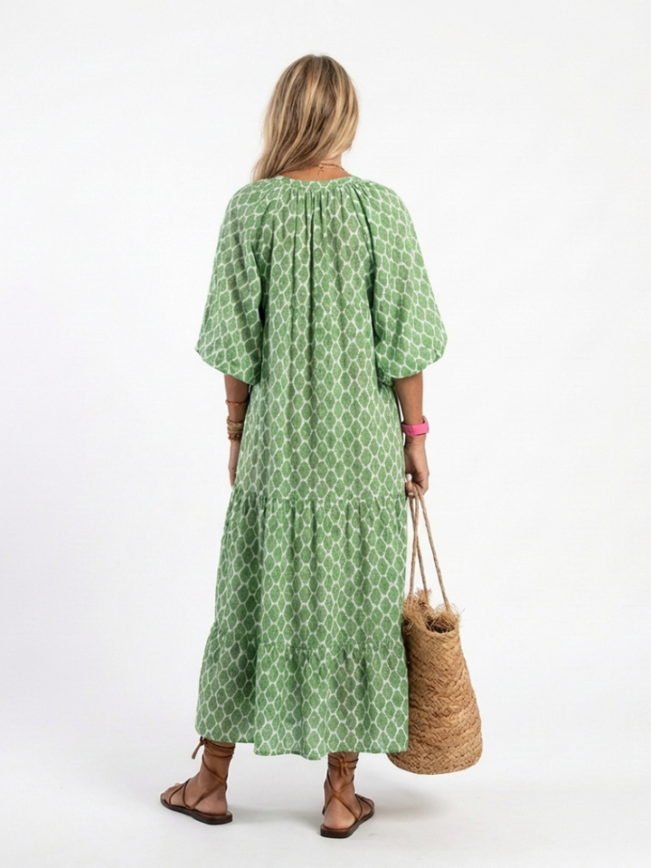 Agnès Paris | Robe midi à manches trois quarts Apolline