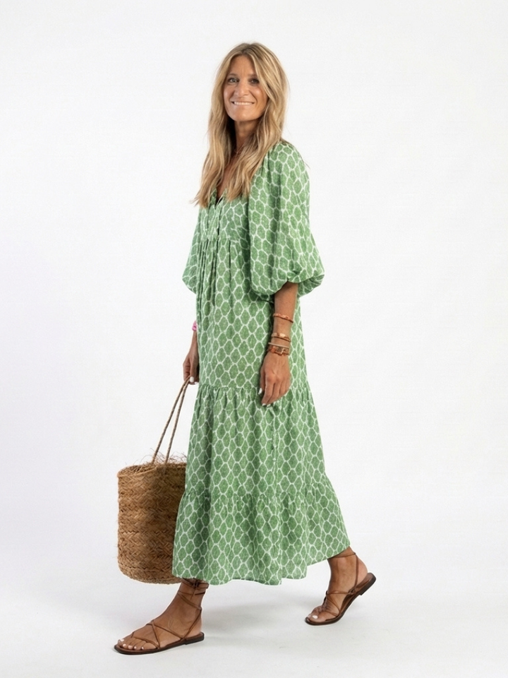 Agnès Paris | Robe midi à manches trois quarts Apolline